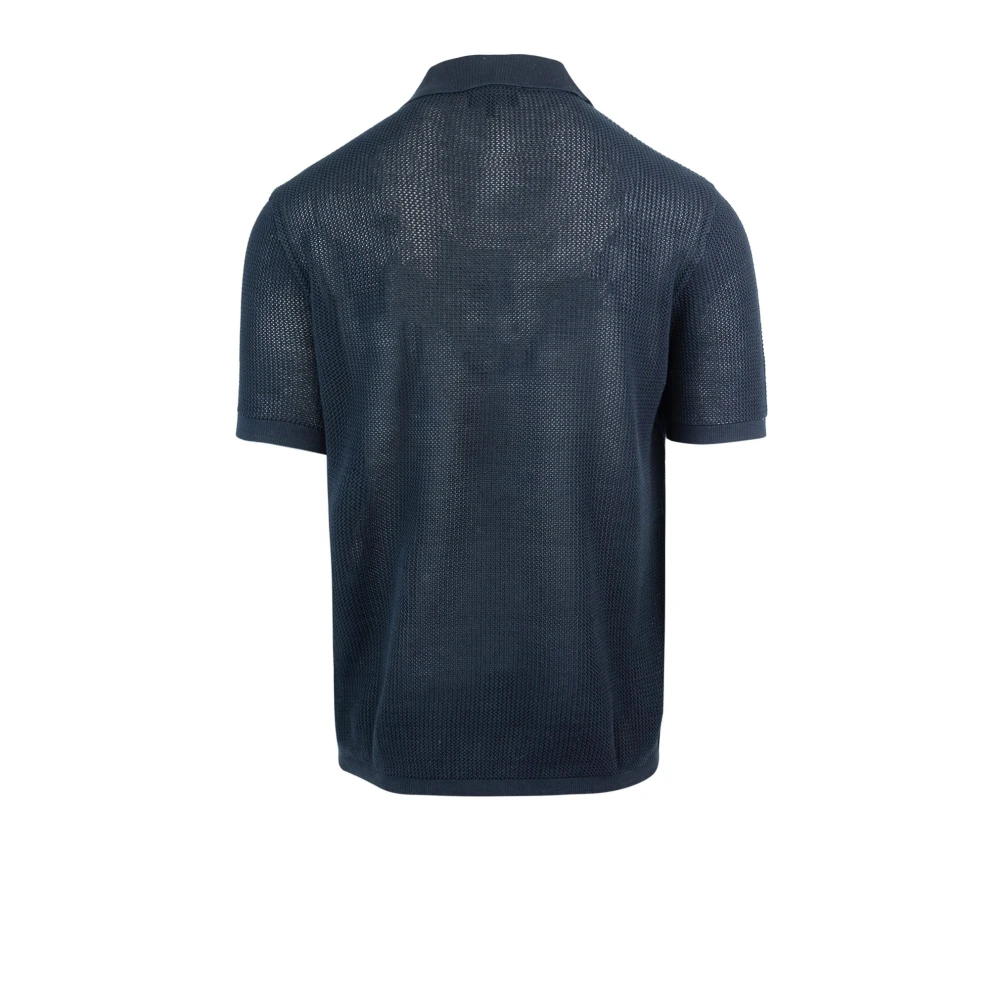 Emporio Armani Blauwe Polo Zip T-shirt Blue Heren