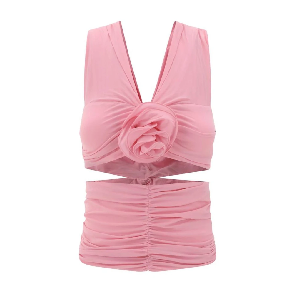 Magda Butrym Mouwloze top met ruches en 3D-roos Pink Dames