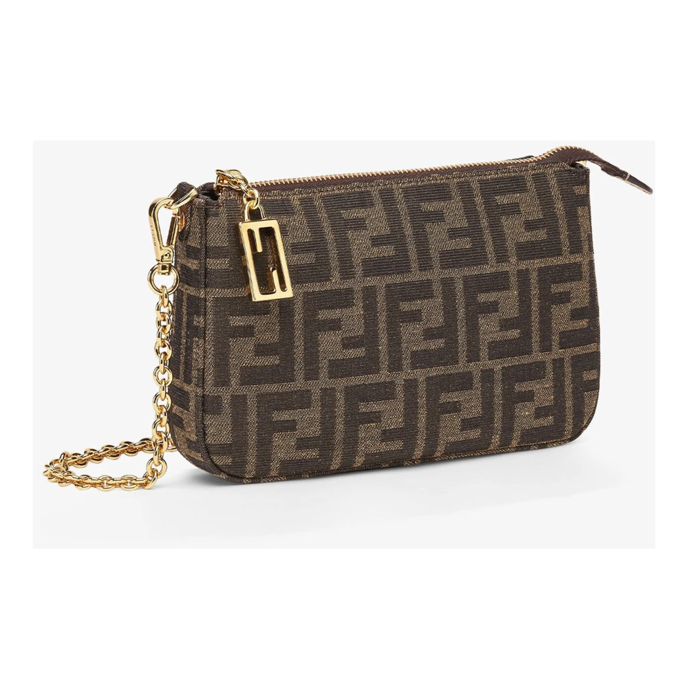 Fendi Bruine Jacquard Schoudertas Brown Dames
