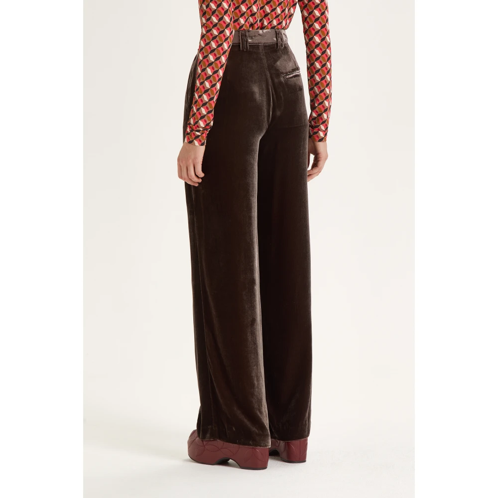 Maliparmi Fluid Velvet Broek Brown Dames