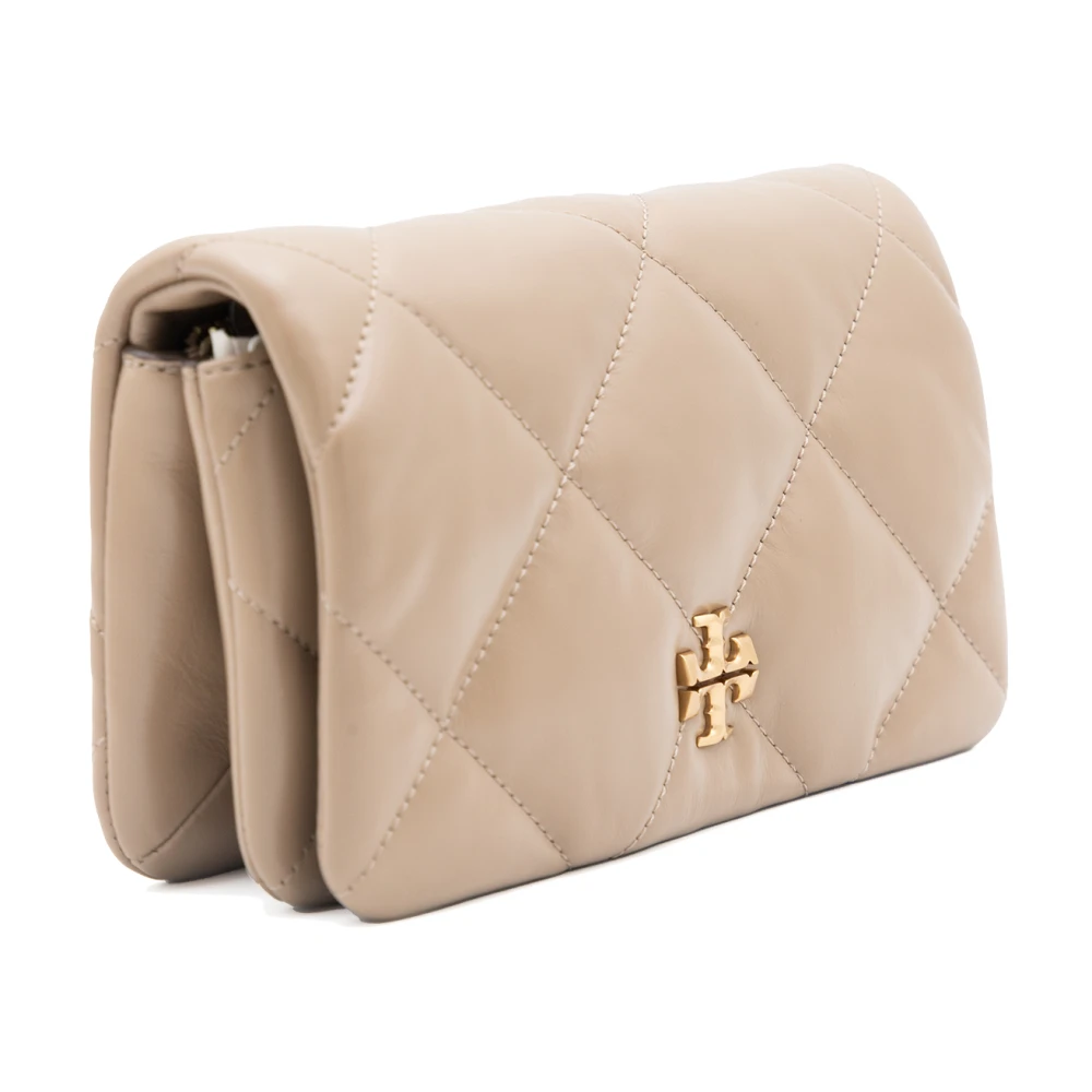 TORY BURCH Beige Leren Mini Tas met Goudkleurige Hardware Beige Dames