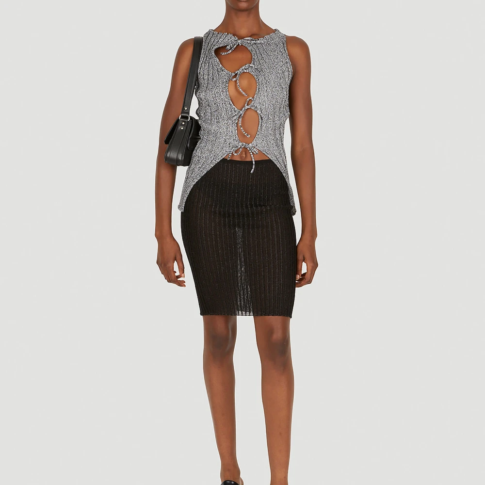 A. Roege Hove Geribbelde Korte Rok Black Dames