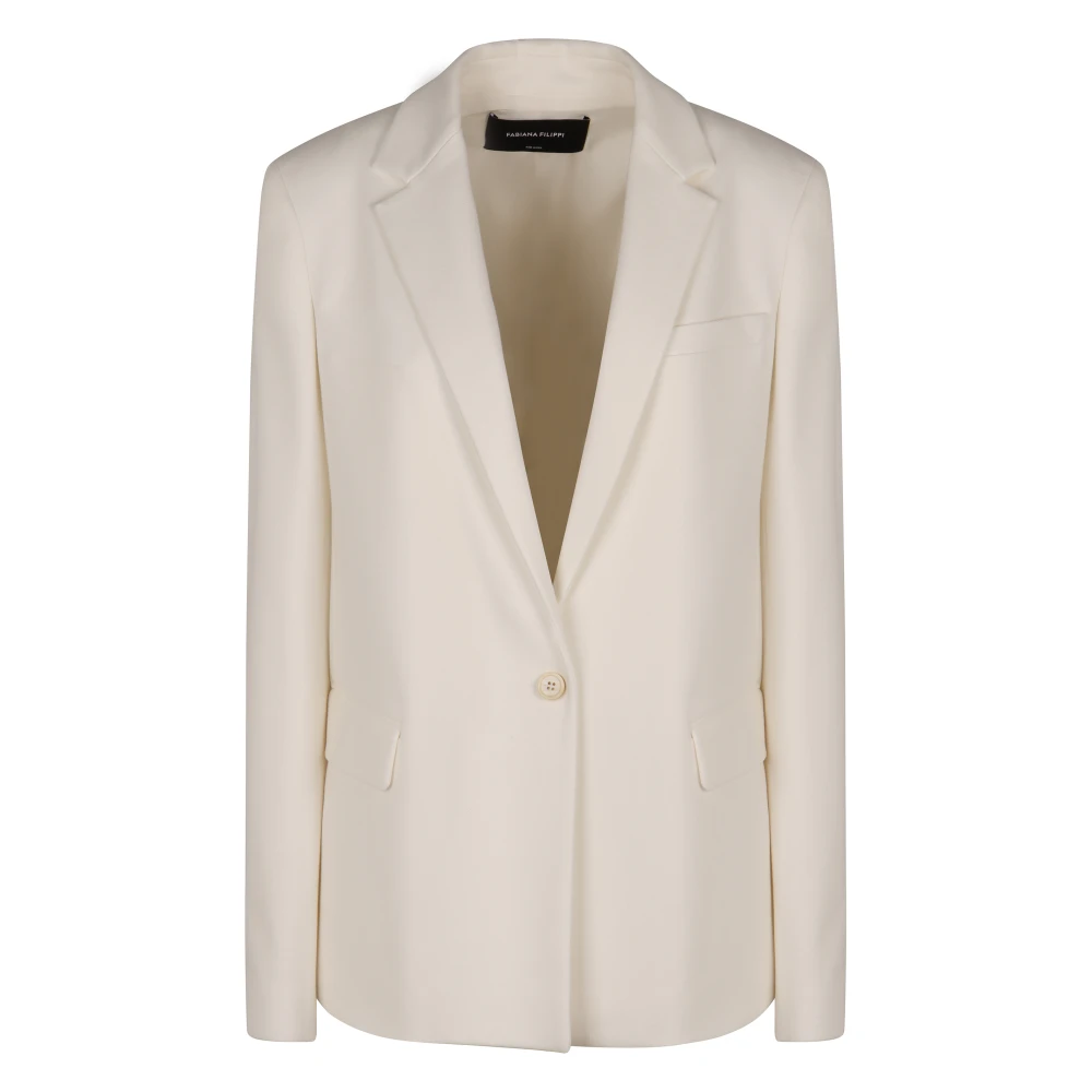 Fabiana Filippi Elegante Revers Kraag Jas White Dames