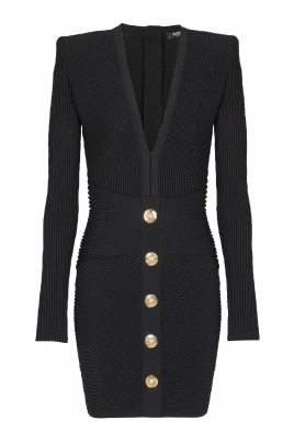 Kort ribbad bodycon klänning
