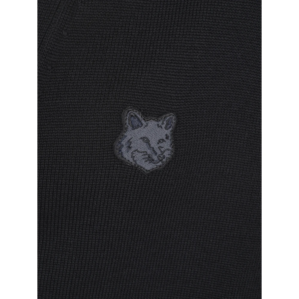 Maison Kitsuné Zwarte Fox Head Patch Sweater Black Heren