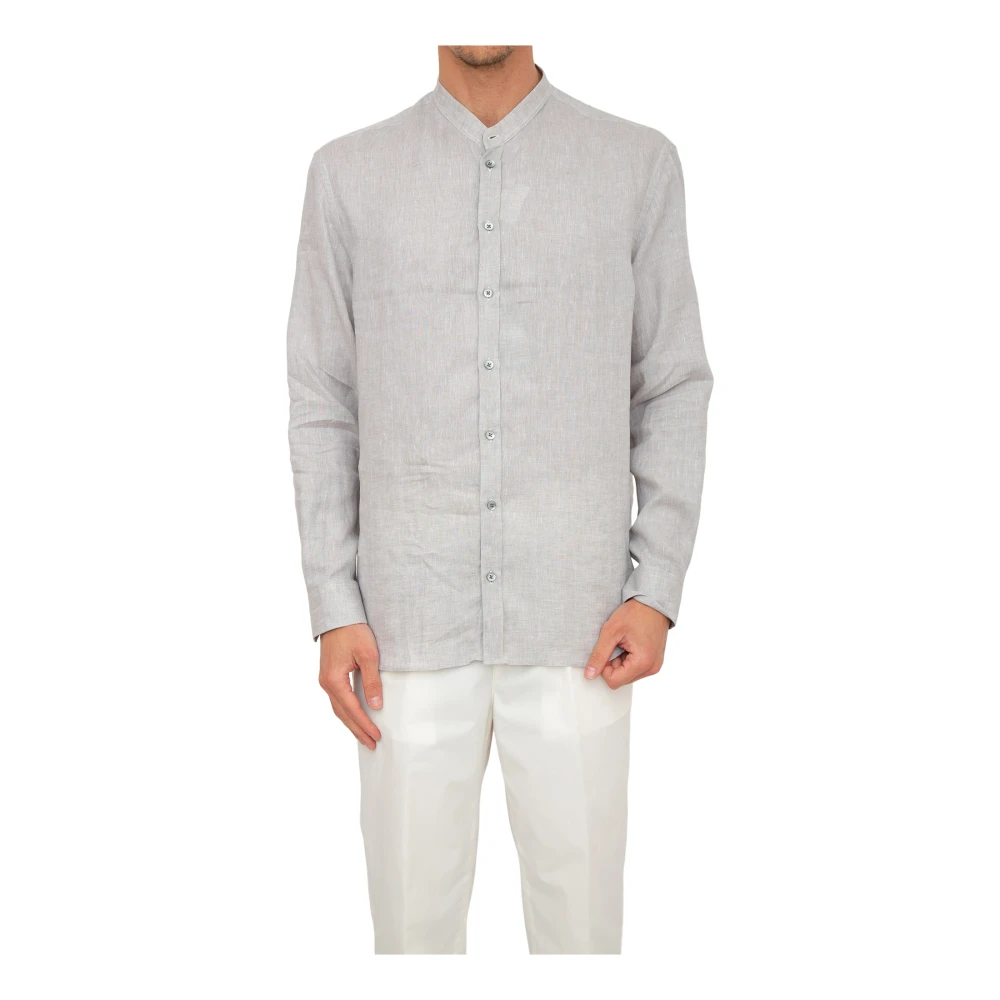 Emporio Armani Homme Gris Chemises, Taille: M Chemise Décontractée En Lin