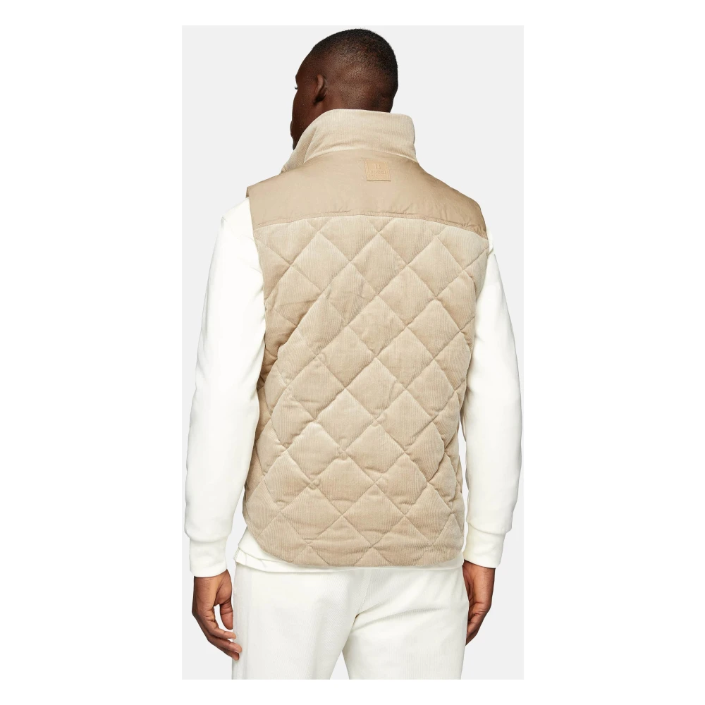 Boggi Milano Gewatteerd katoenen fluwelen vest Beige Heren
