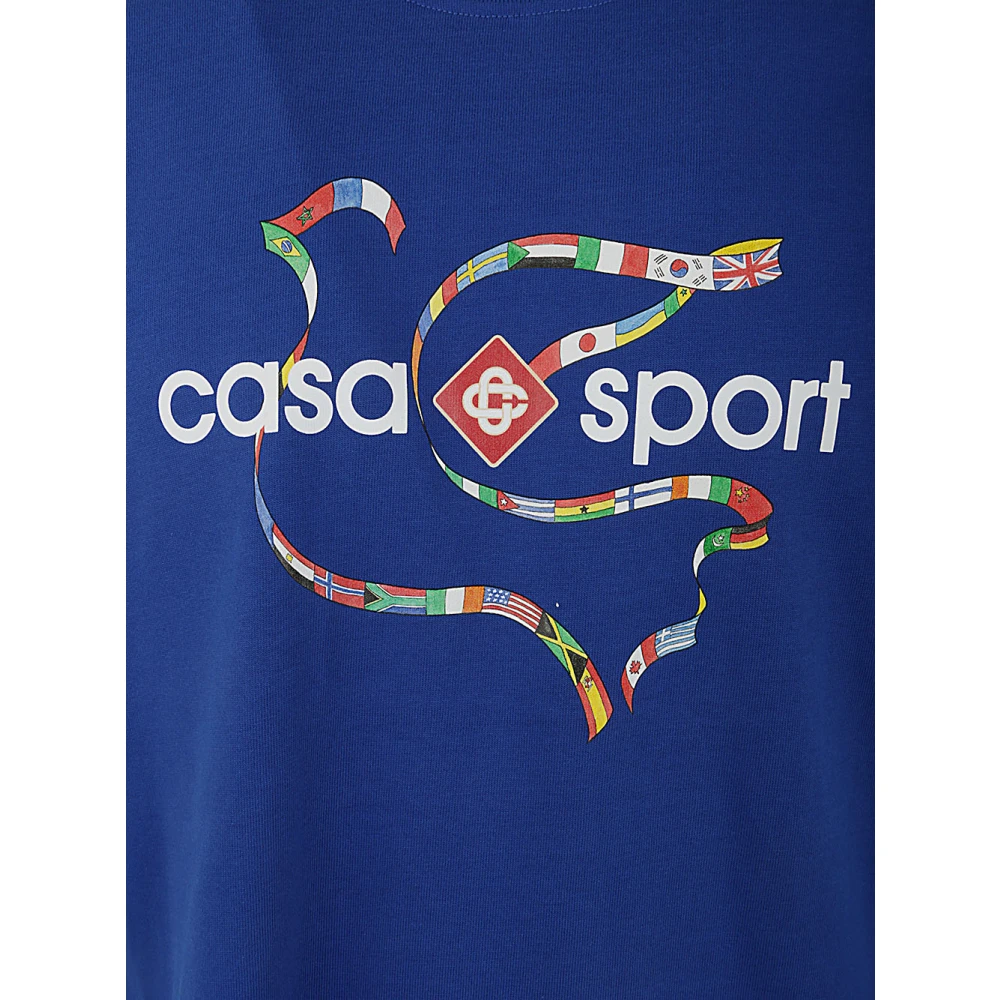 Casablanca Colombes Vlag Bedrukt T-Shirt Blue Heren