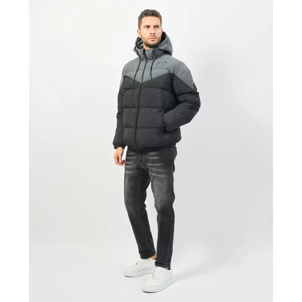Emporio Armani Zwarte Bomberjack met Capuchon Black Heren
