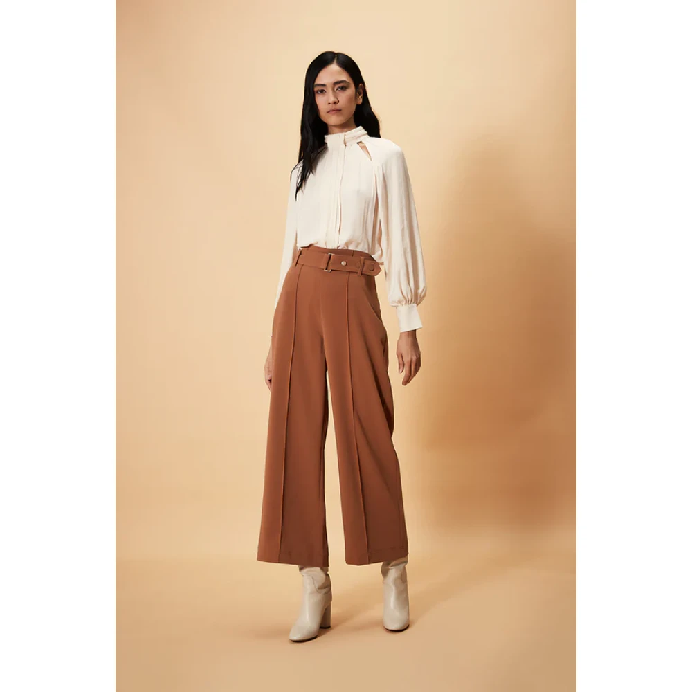 Nenette Wijde Pijp Bruine Broek Brown Dames