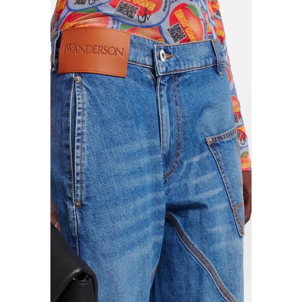 JW Anderson Geborduurd Logo Denim Jeans Blue Dames