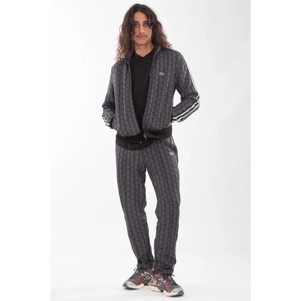 Lacoste Monogram Trainingsjack in Jacquard-stijl Black Heren