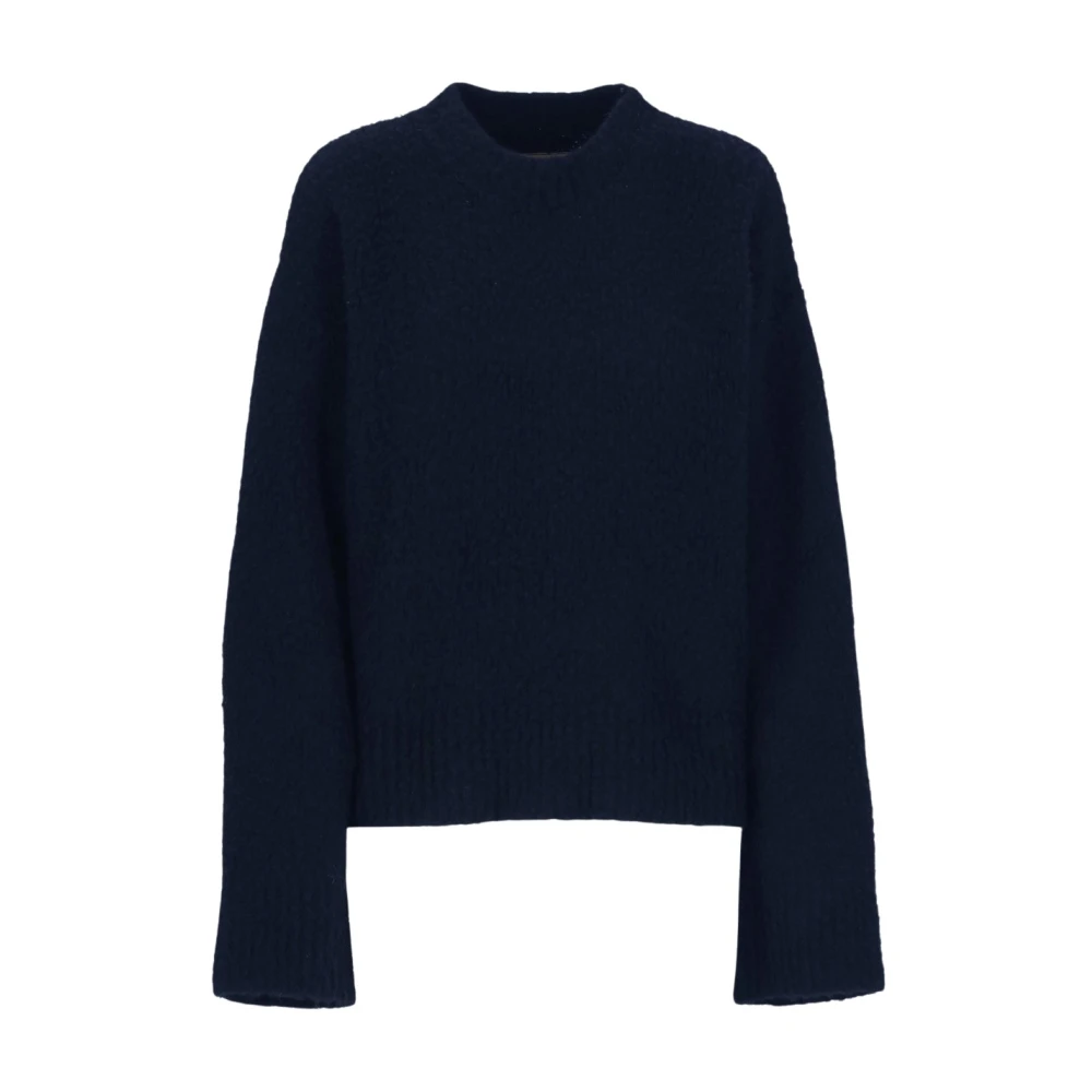 UMA Wang Gebreide Longsleeve Top in Gemengde Wol Blue Heren