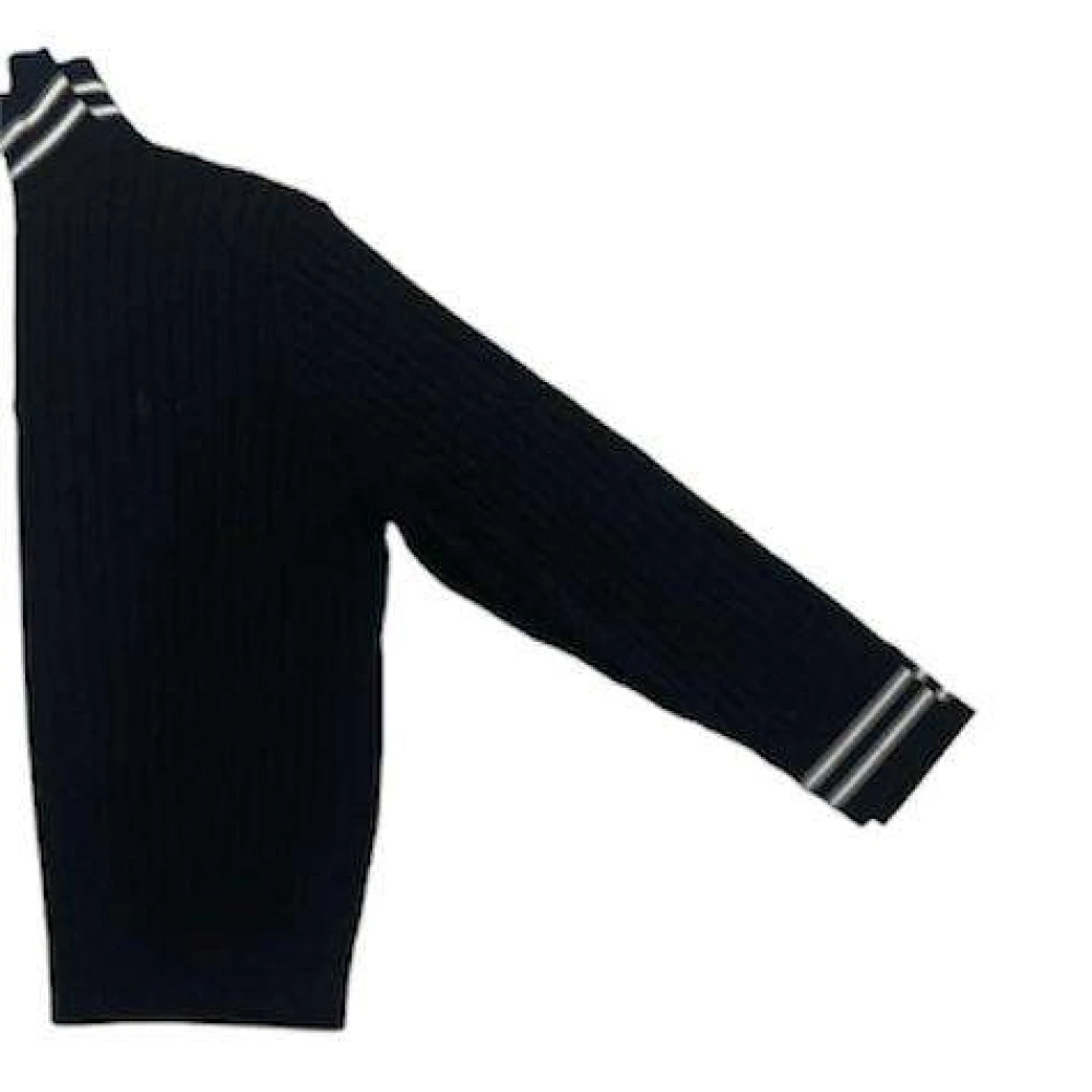 Neil Barrett Gestreepte gebreide tracktop met rits Black Heren
