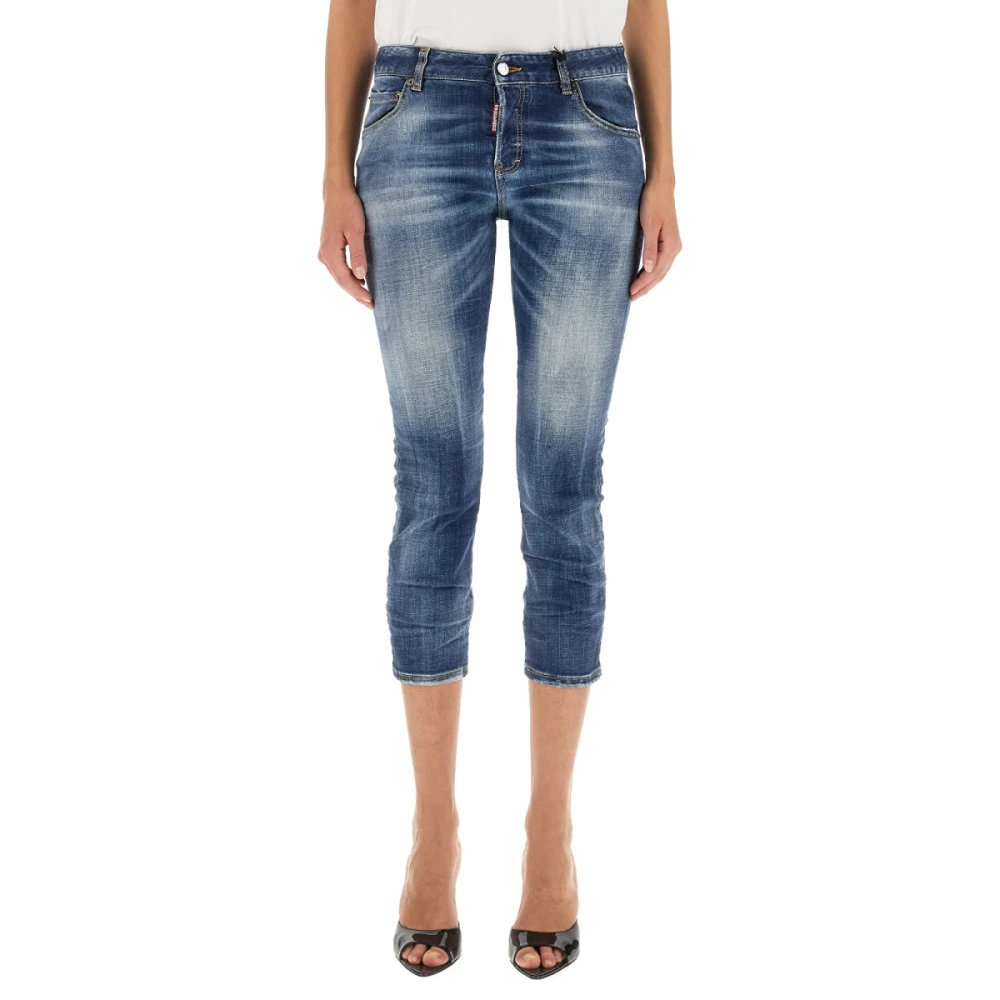 Dsquared2 Cool Girl Jeans met knoopsluiting Blue Dames