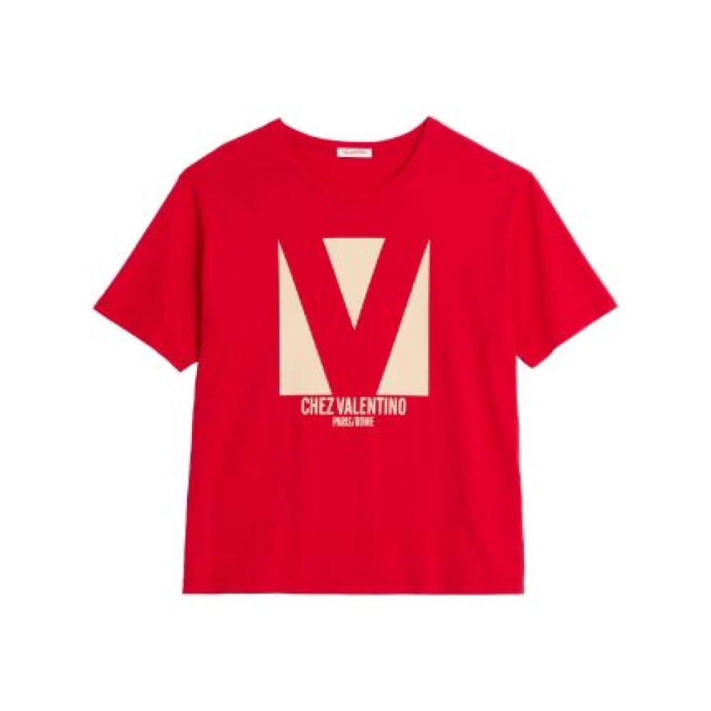 Valentino Röd Rund Hals Kortärmad T-shirt Red, Herr