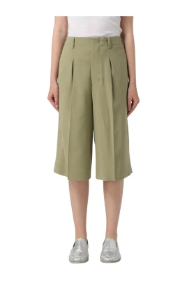 Gröna Veckade Culottes för Kvinnor