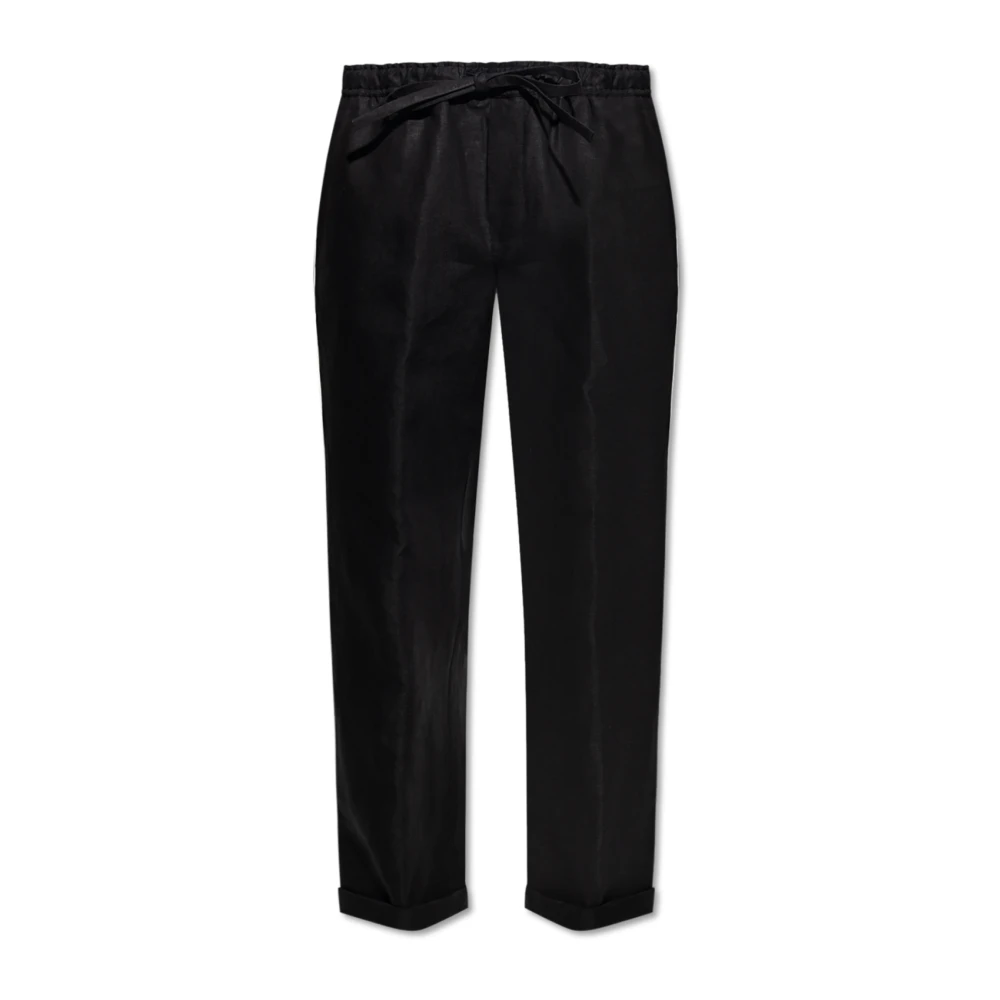 Dolce & Gabbana Men's Black Linen Trousers - Suit Trousers - L - Trousers