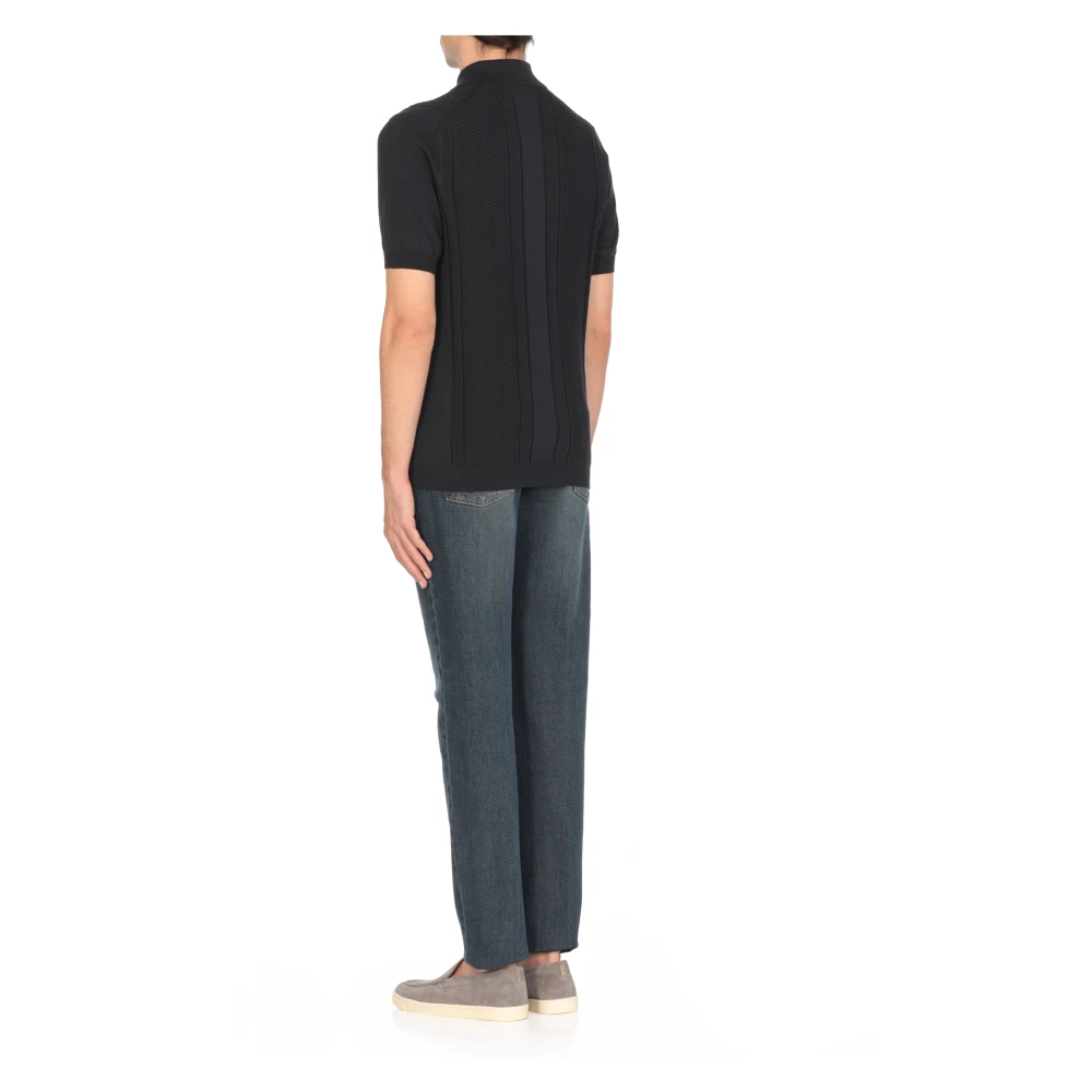 BRUNELLO CUCINELLI Blauw Katoenen Poloshirt voor Mannen Blue Heren