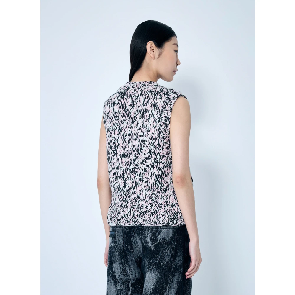 Ganni Handgebreide Grafische Wollen Vest Multicolor Dames