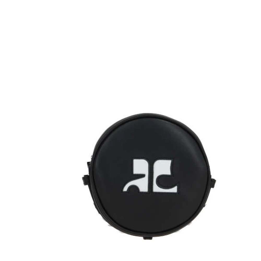 Courrèges Zwarte schoudertas met zilveren hardware Black Dames