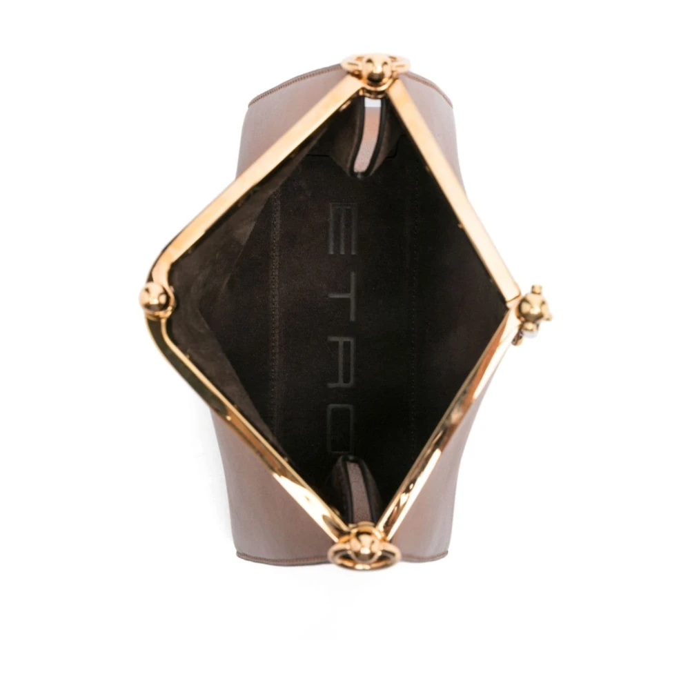ETRO Gouden Bruine Metallic Handtas met Sluiting Brown Dames