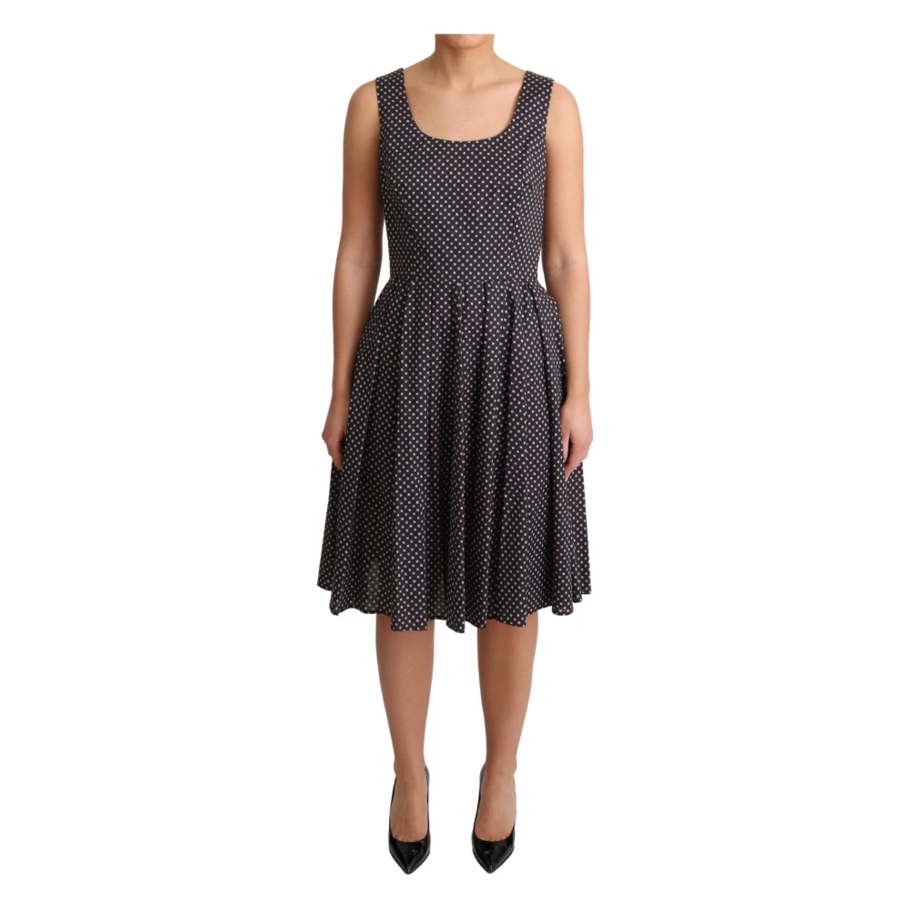 Dolce & Gabbana Women's Black Elegant Floral A-Line Sleeveless Dress