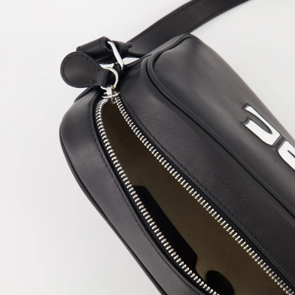 Courrèges Gestructureerde Leren Cameratas Black Heren