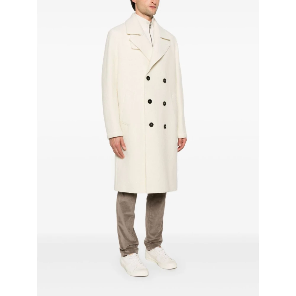 Harris Wharf London Beige Wol Double-Breasted Jas Beige Heren