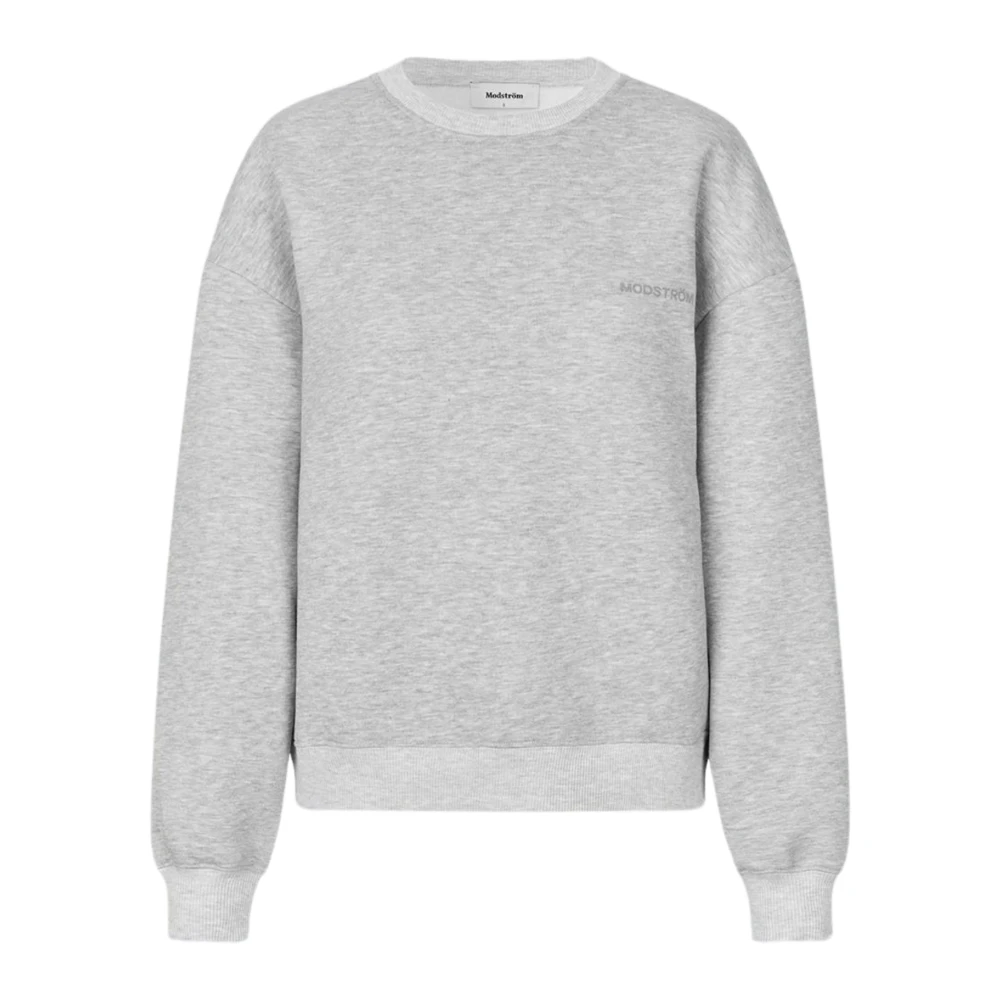 Modström Grijze Melange Sweatshirt met Geribbelde Details Gray Dames
