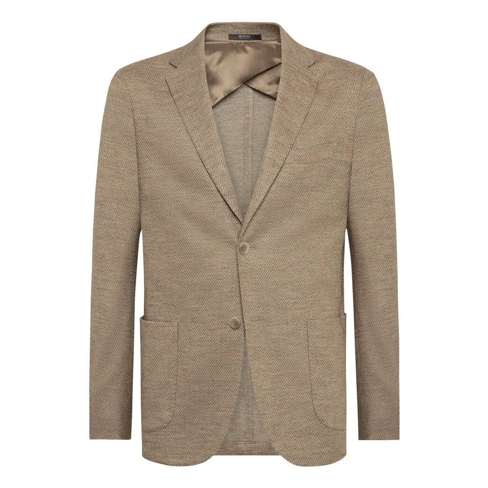 Boggi Milano B Jersey Wolmix Jas Beige Heren