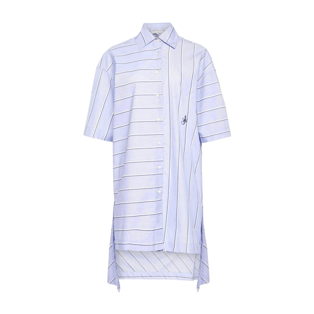 JW Anderson Blauw Geborduurd Logo Knoopshirt Blue Dames