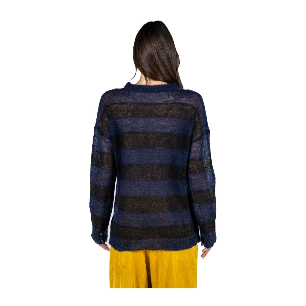Phisique du Role Gestreepte Mohair Wol Trui Black Dames
