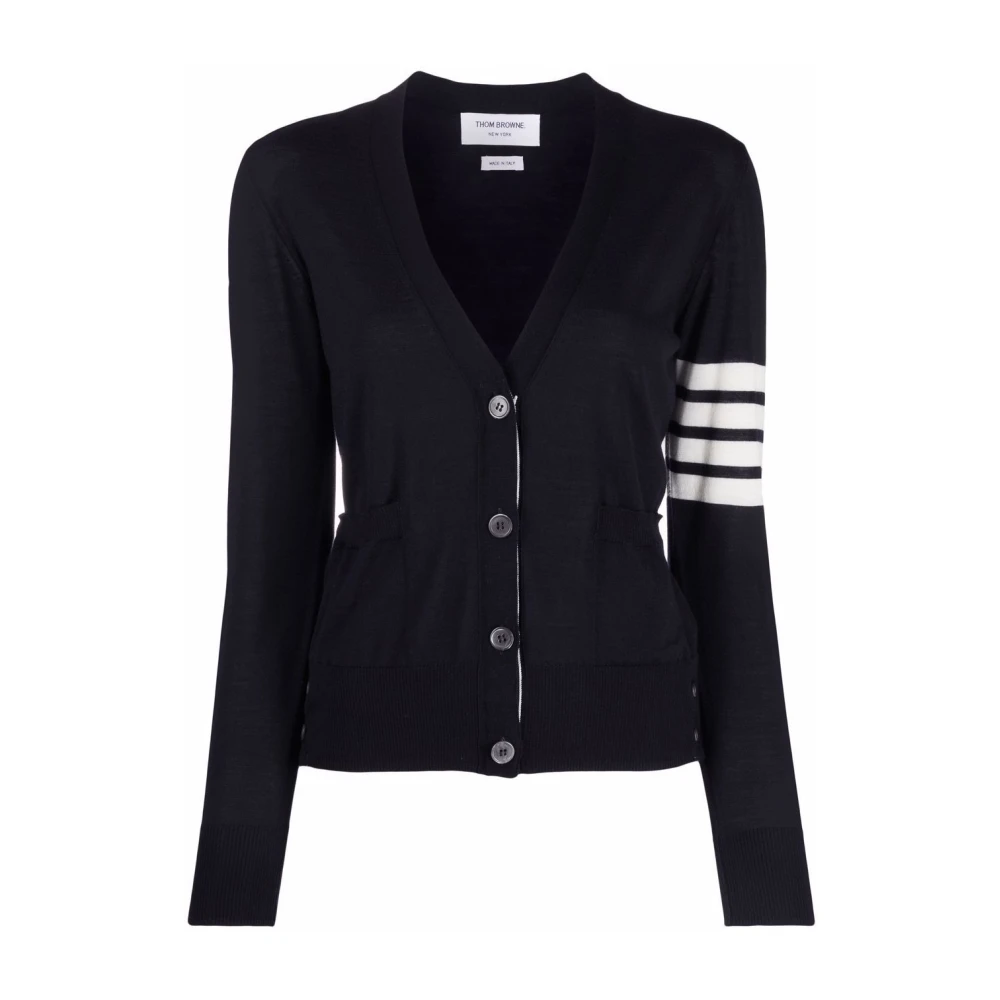 Thom Browne Blauwe 4-Bar Merino Wol Vest Blue Dames