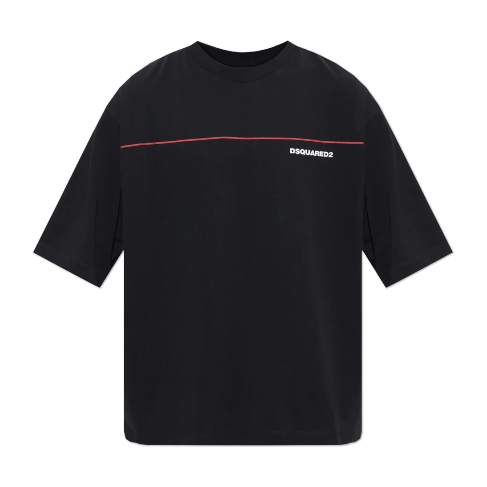 Dsquared2 , T-Shirts, Male, Black, M, T-Shirt With Logo