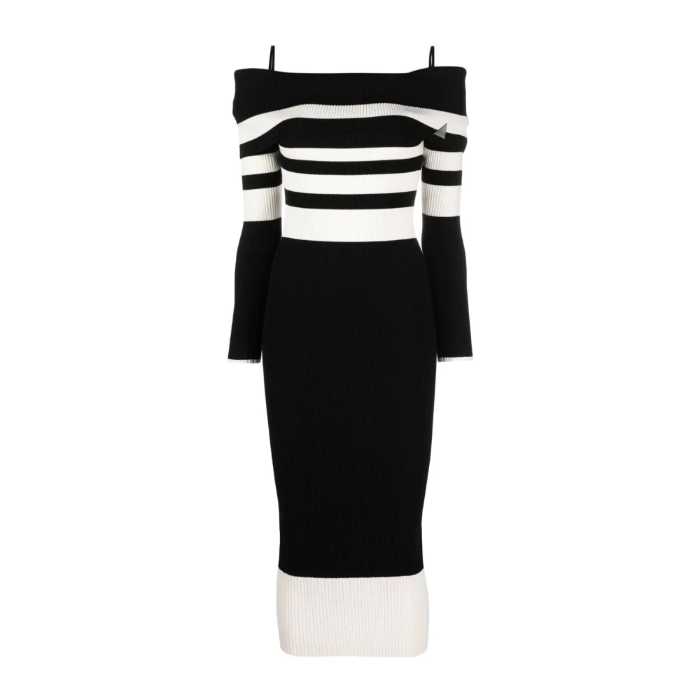 The Attico Witte Casual Midi Jurk Black Dames