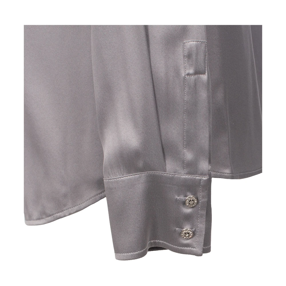 Max Mara Studio Zijden overhemd met juweelknopen Gray Dames