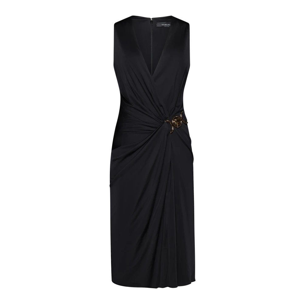 Versace Zwarte V-hals jurk Black Dames