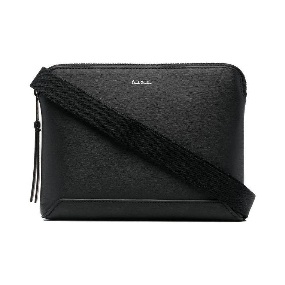 PS By Paul Smith Zwarte Geborduurde Leren Schoudertas Black Heren