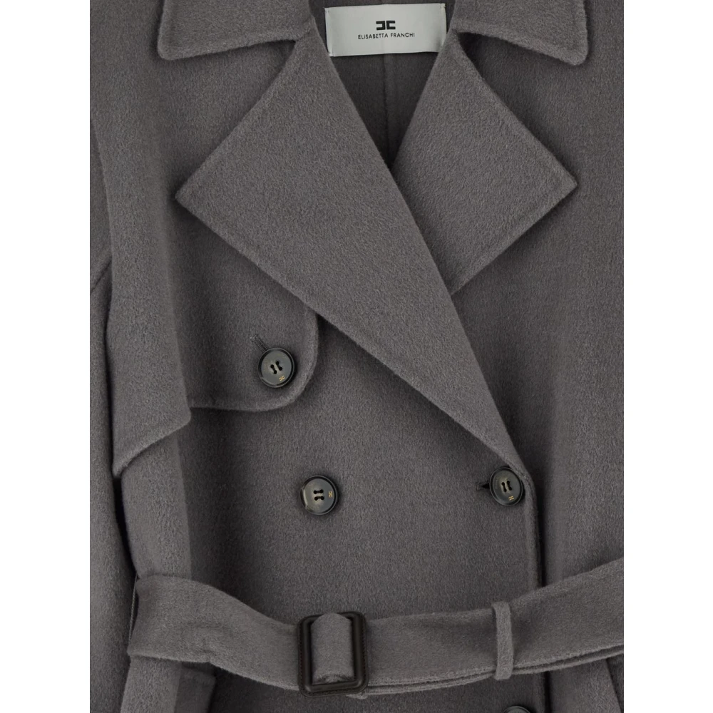 Elisabetta Franchi Grijze Wollen Jas Gray Dames