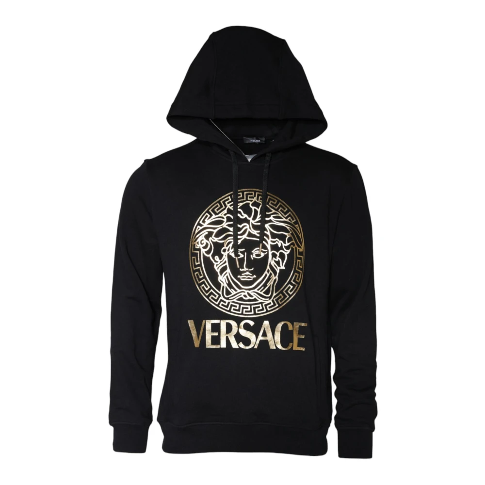 Versace Uomo Nero - Felpa Con Cappuccio Stampa Medusa - Sweatshirts & Hoodies - L
