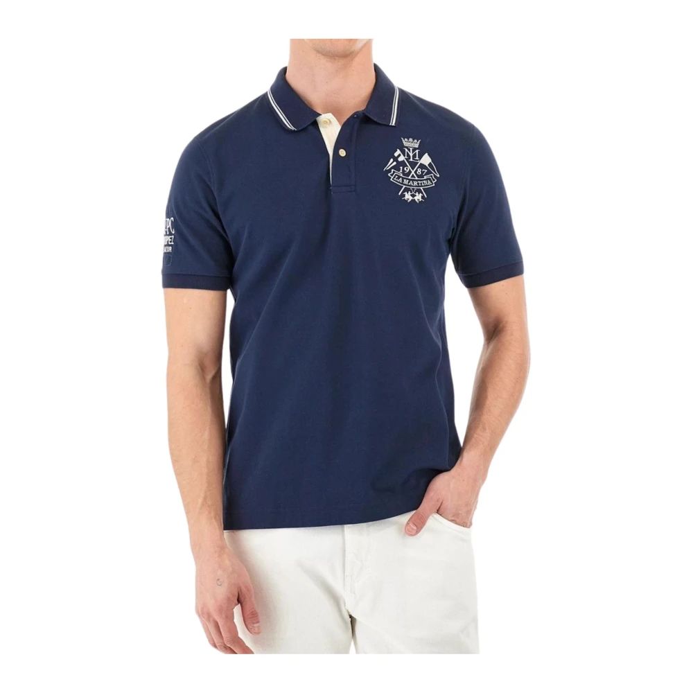 LA MARTINA St. Tropez Geborduurd Heren Polo Shirt Blue Heren