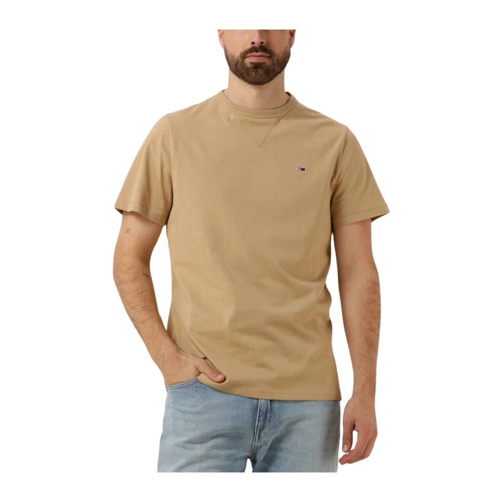Tommy Jeans Heren Polo & T-shirts Slim Rib Detail Tee Beige Heren