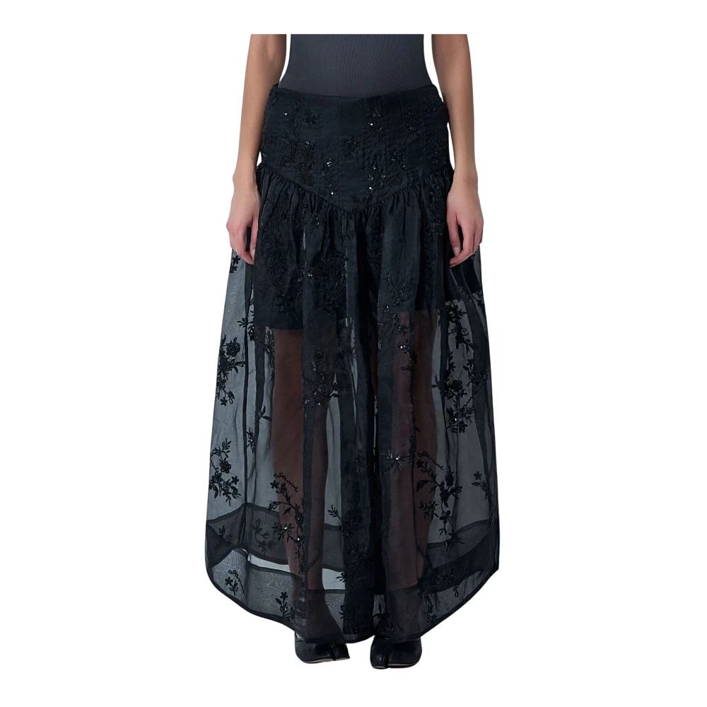 Ganni Women's Black Embellished Organza Maxi Skirt - Maxi Skirts - M - Skirts