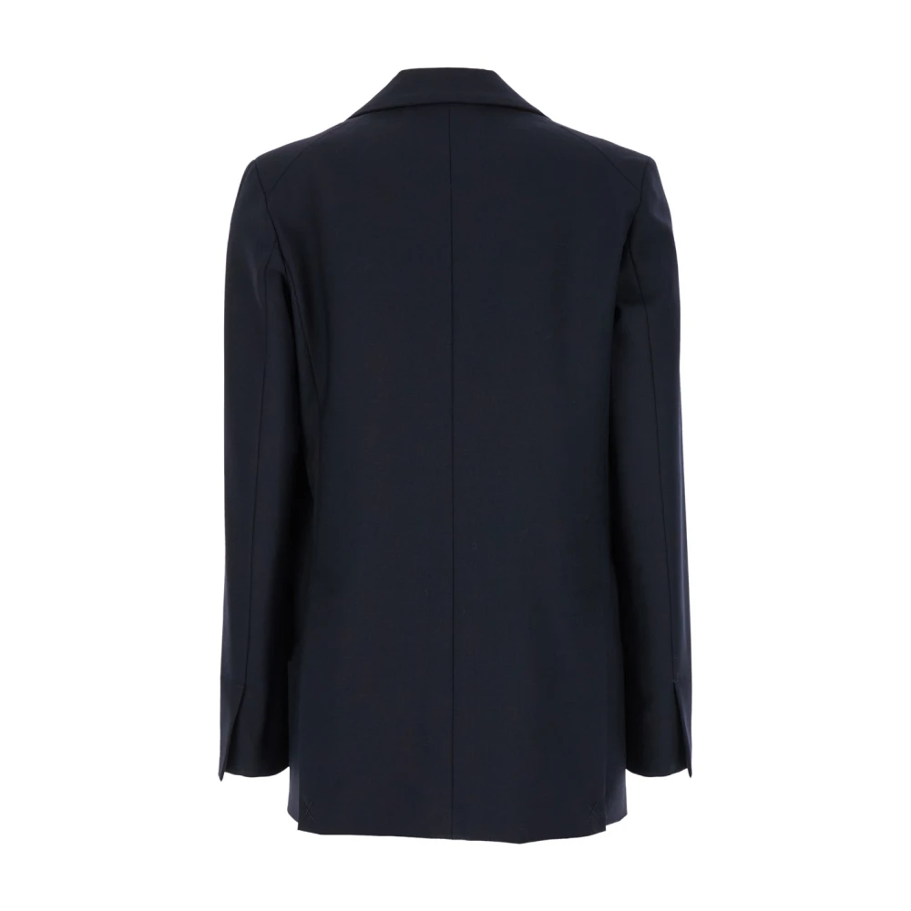Semicouture Blauwe Single-Breasted Jas met Zakken Blue Dames