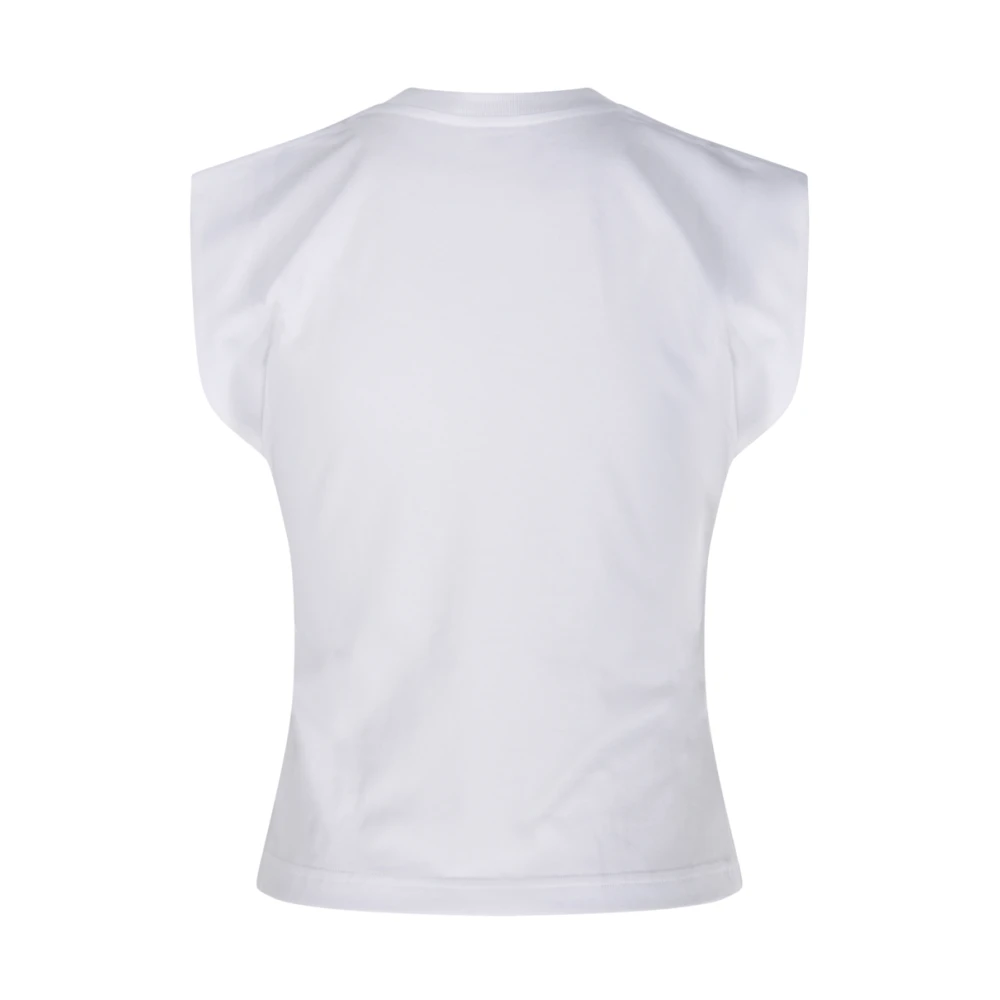 Alaïa Logo T-Shirt in Zwart en Wit White Dames