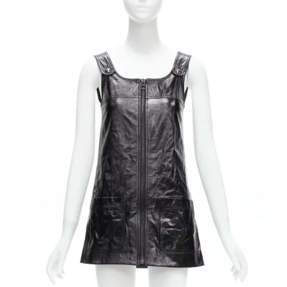 Dior Vintage Pre-owned Leather dresses Black Dames