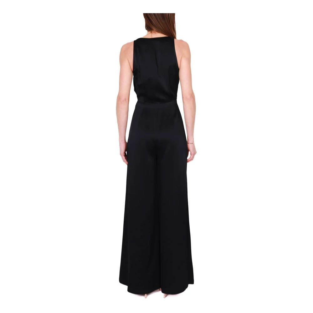 Elisabetta Franchi Zwarte mouwloze jumpsuit met juweeldetail Black Dames