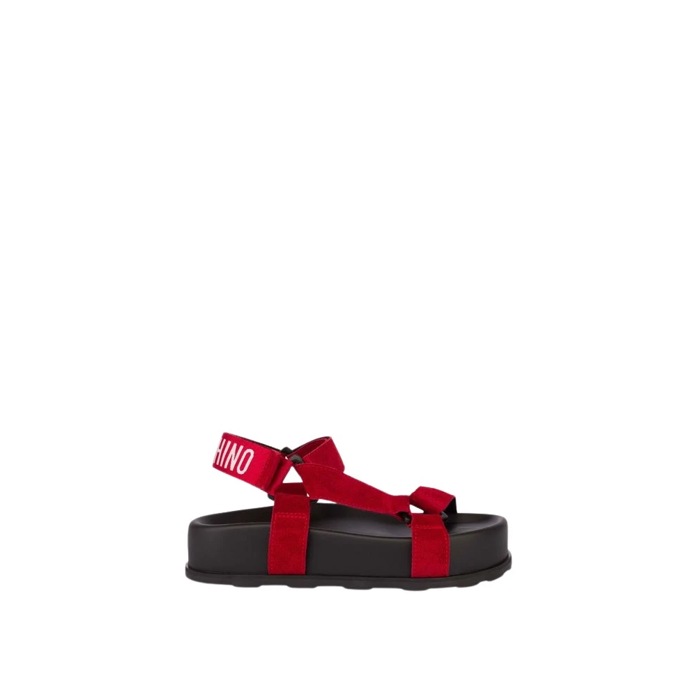 Moschino Unisex Rood Schoenen 38 Eu, Suède, Sporty Suede Sandalen
