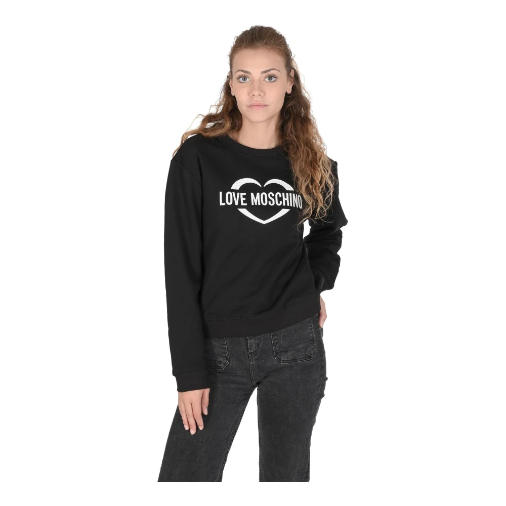 Moschino Zwarte Heart Logo Katoenen Sweatshirt Black Dames